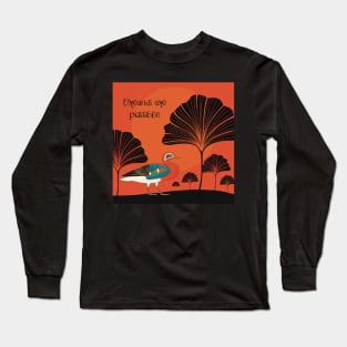 Exotic bird in surrealistic landscape, dreams are possible Long Sleeve T-Shirt